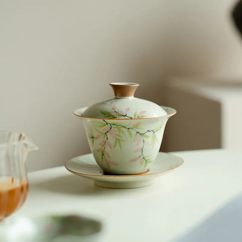 Pure Hand-painted Pink Rattan Flower Covered Bowl 120ml