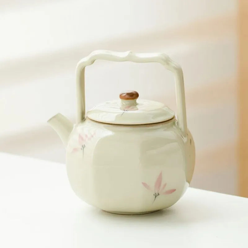 Hand-Painted Pink Orchid Octagonal Teapot 125ml