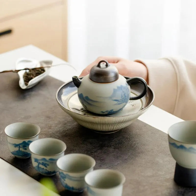 Hand-Painted Landscape Matte Glaze Tea Pot 150ml