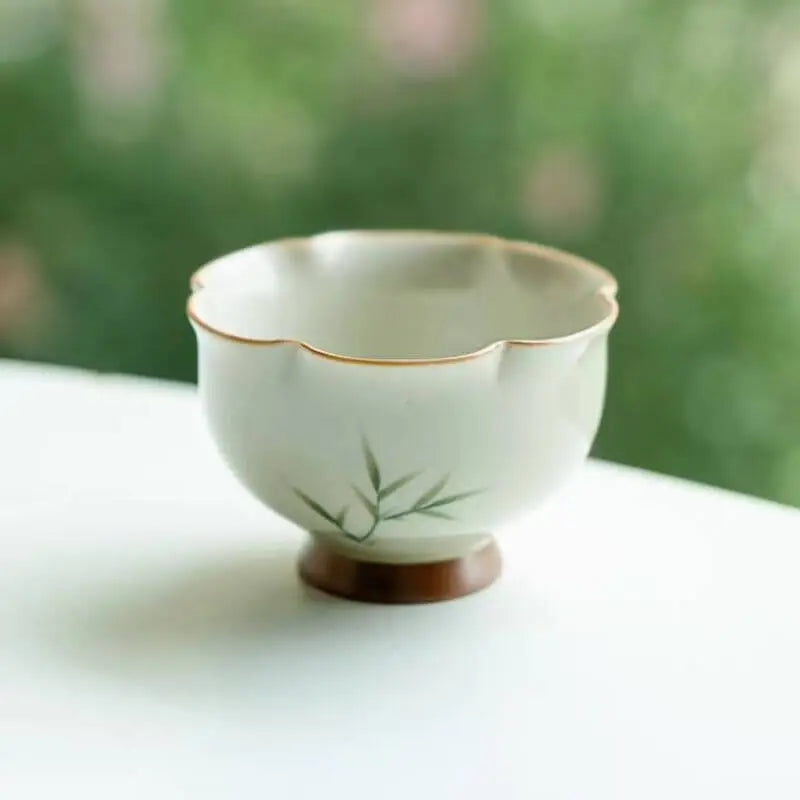 Hand-Painted Slender Bamboo Tall-Stem Tea Cup 40ml