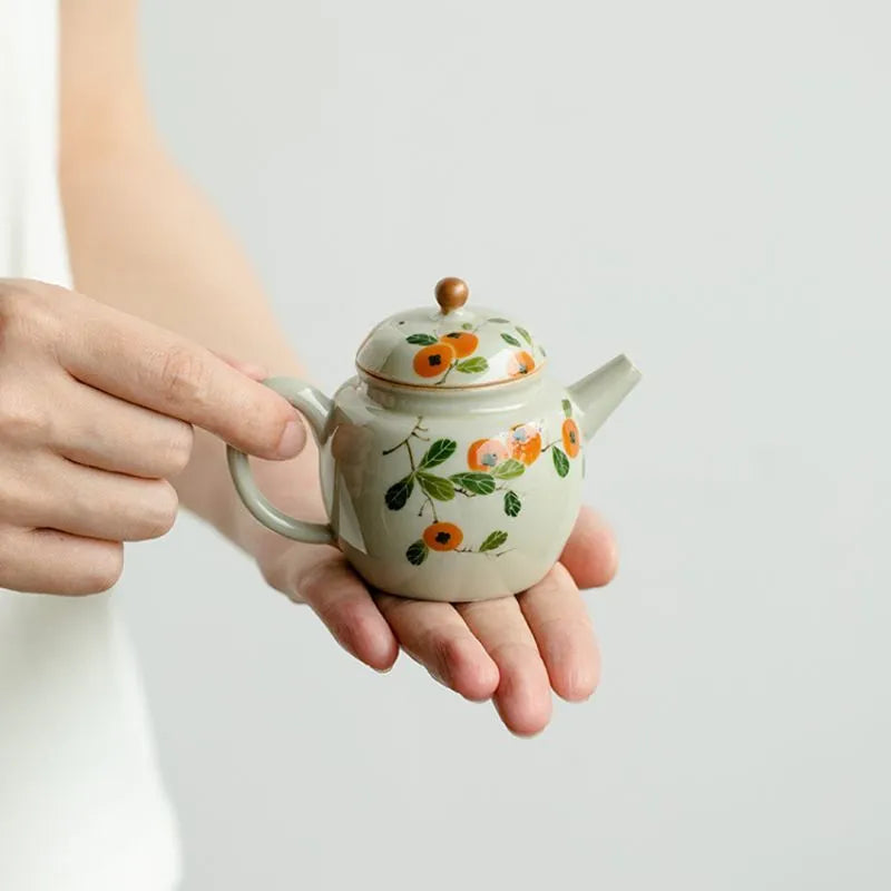 Hand-Painted Persimmon Miniature Teapot 90ml