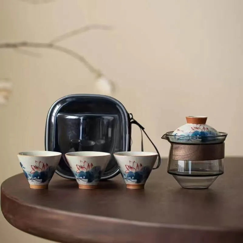 Hand-painted Travel Tea Set