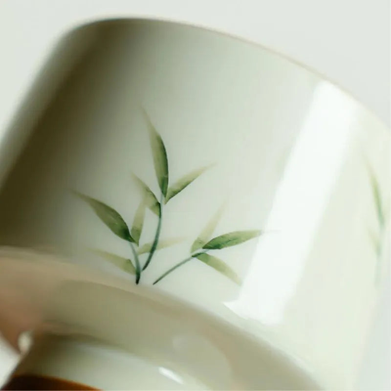 Hand-Painted Slender Bamboo Tall-Stem Tea Cup 55ml