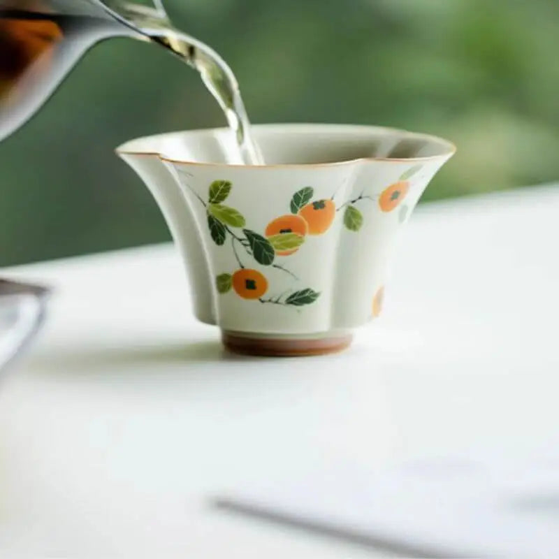 Hand-Painted Persimmon Flared Rim Cup 60ml