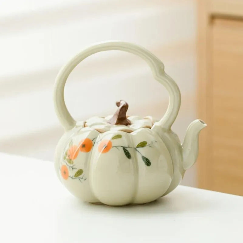 Vegetable Ash Hand-Painted Persimmon Tea Pot 140ml