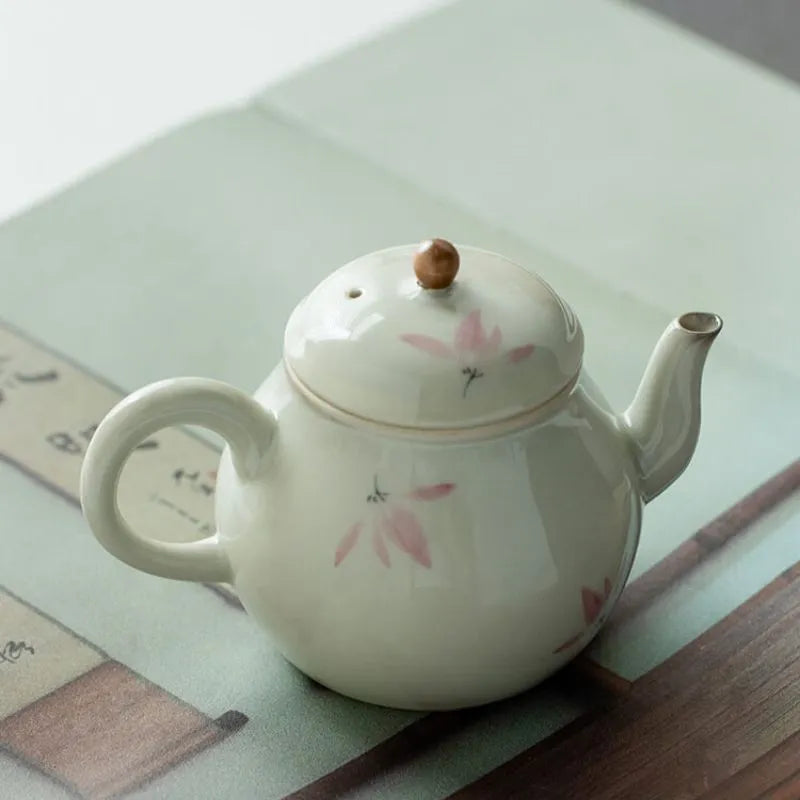 Hand-Painted Pink Orchid Pear-Shaped Teapot 170ml