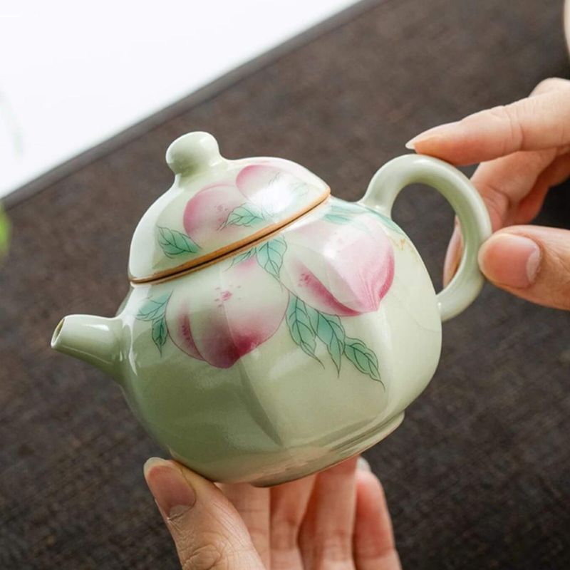 Hand-Painted Peach of Longevity Octagonal Teapot 150ml