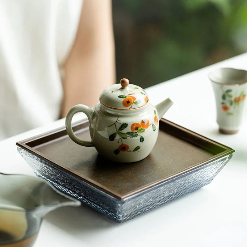 Hand-Painted Persimmon Miniature Teapot 90ml