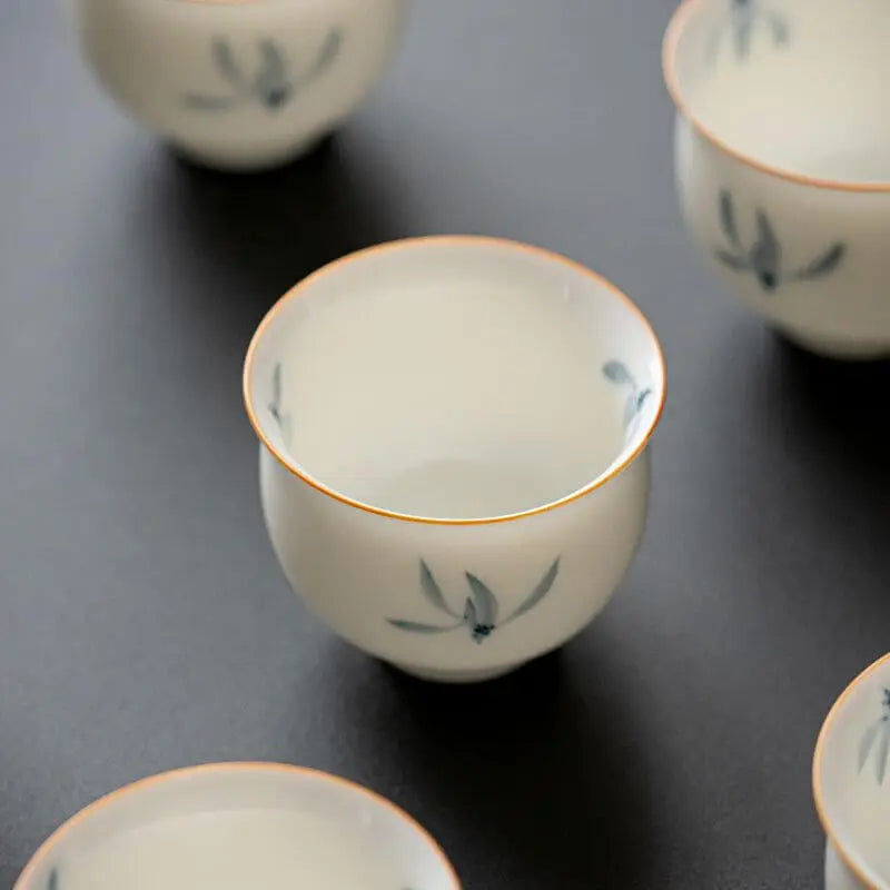 White Hand-Painted Orchid Tea Cup 50ml