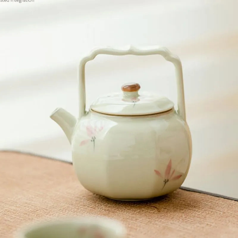 Hand-Painted Pink Orchid Octagonal Teapot 125ml