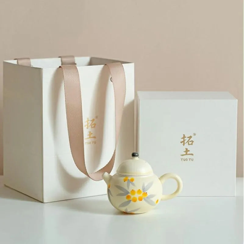 Hand-Painted Loquat Pink Tea Pot 125ml