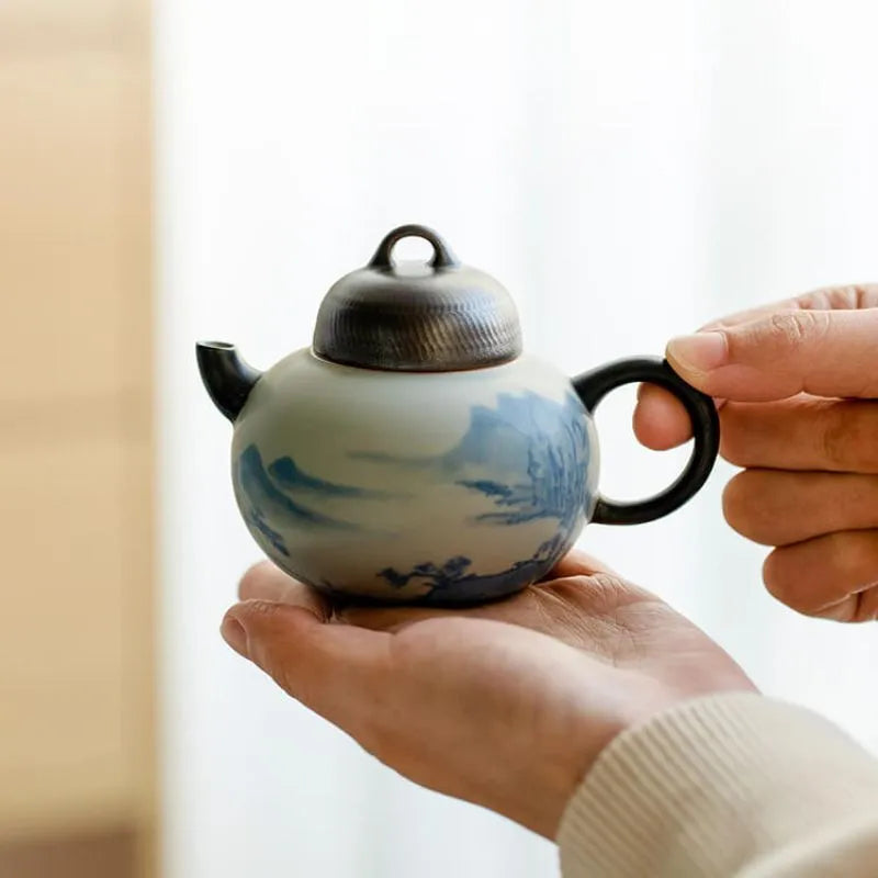 Hand-Painted Landscape Matte Glaze Tea Pot 150ml