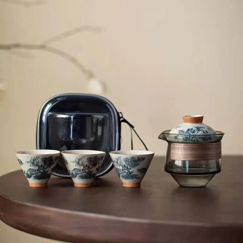 Hand-painted Travel Tea Set