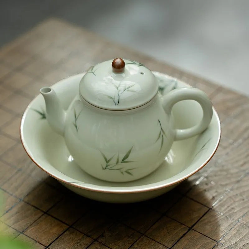 Hand-Painted Slender Bamboo Pear-Shaped Teapot 170ml