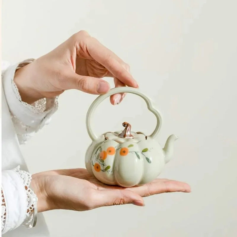 Vegetable Ash Hand-Painted Persimmon Tea Pot 140ml