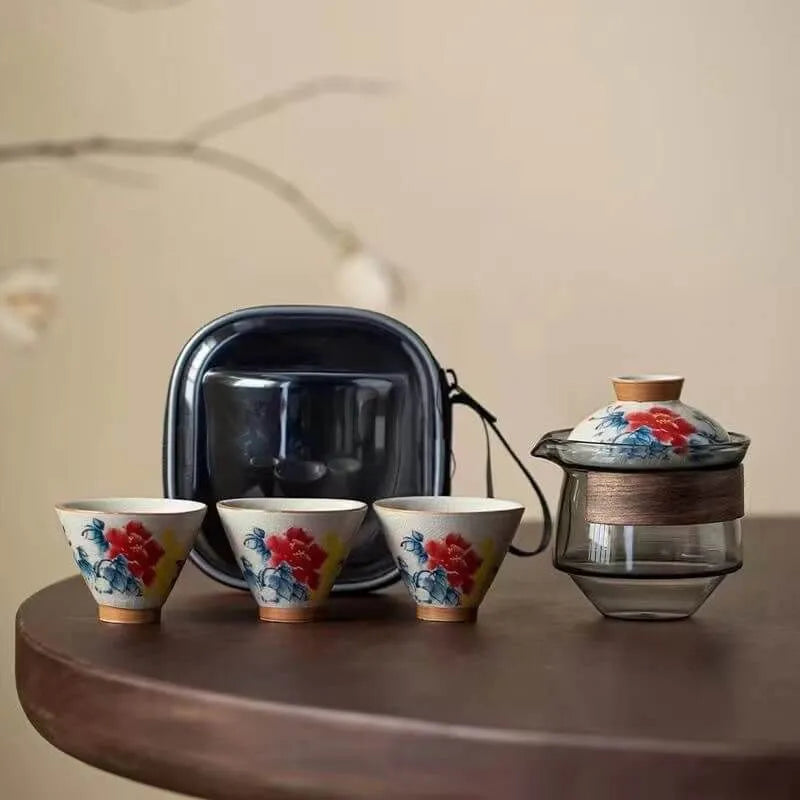 Hand-painted Travel Tea Set