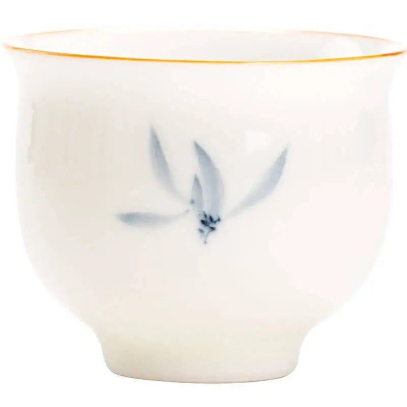 White Hand-Painted Orchid Tea Cup 50ml