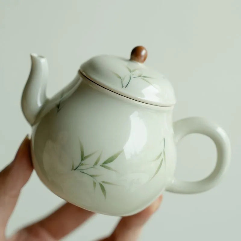 Hand-Painted Slender Bamboo Pear-Shaped Teapot 170ml