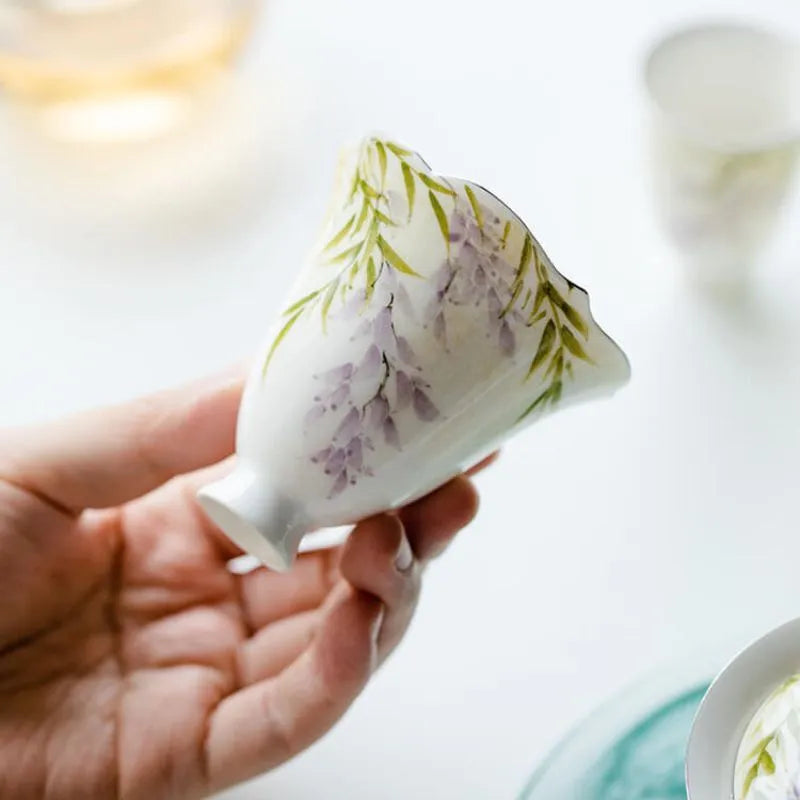 Hand-Painted Wisteria Flower Tea Cup 55ml