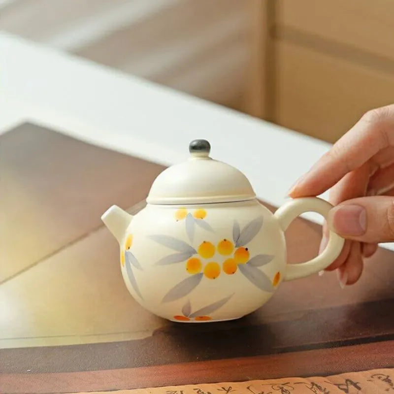 Hand-Painted Loquat Pink Tea Pot 125ml