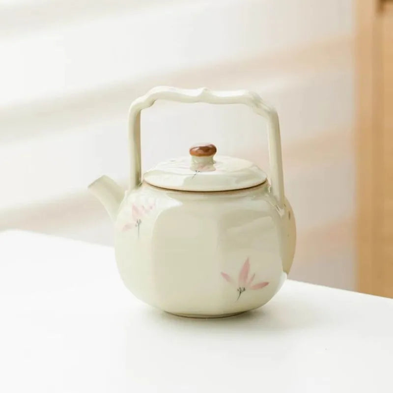 Hand-Painted Pink Orchid Octagonal Teapot 125ml