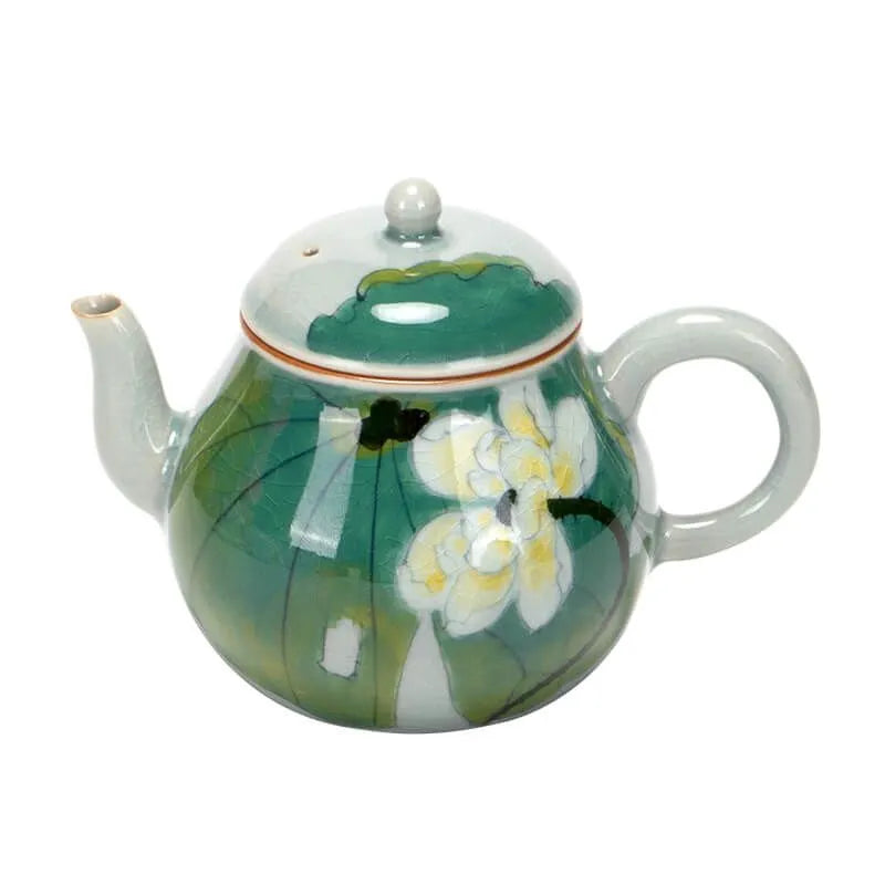 Hand-Painted Summer Lotus Pear-Shaped Teapot 170ml