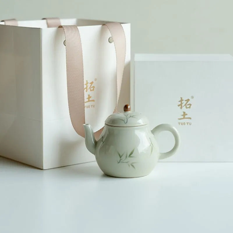 Hand-Painted Slender Bamboo Pear-Shaped Teapot 170ml