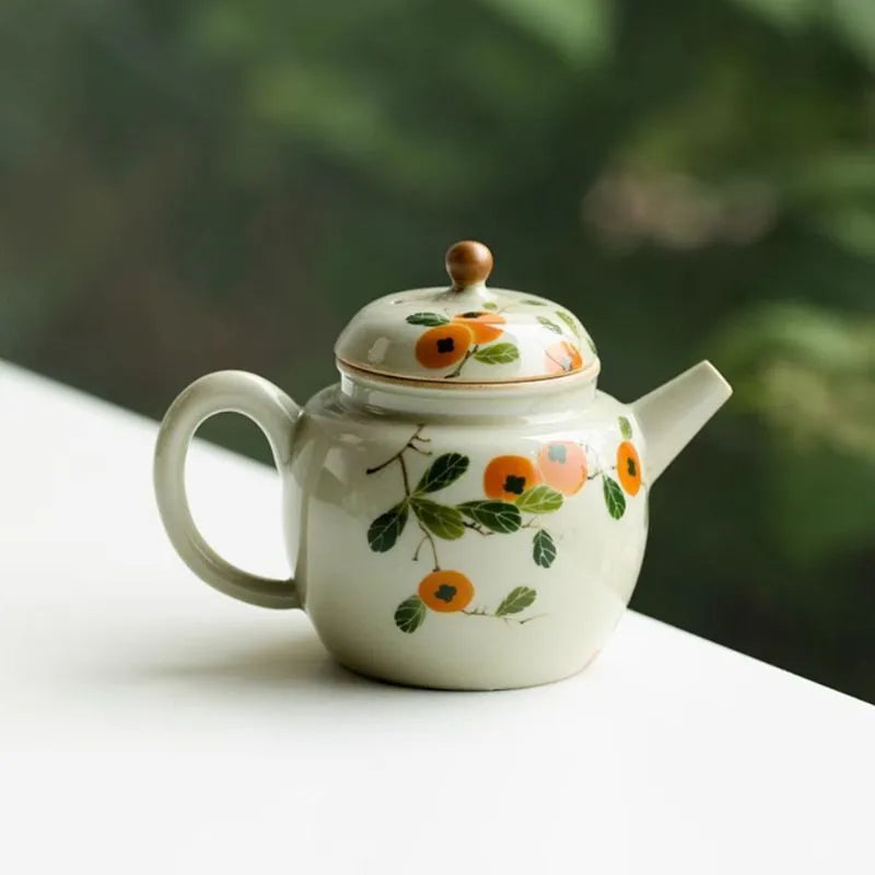 Hand-Painted Persimmon Miniature Teapot 90ml