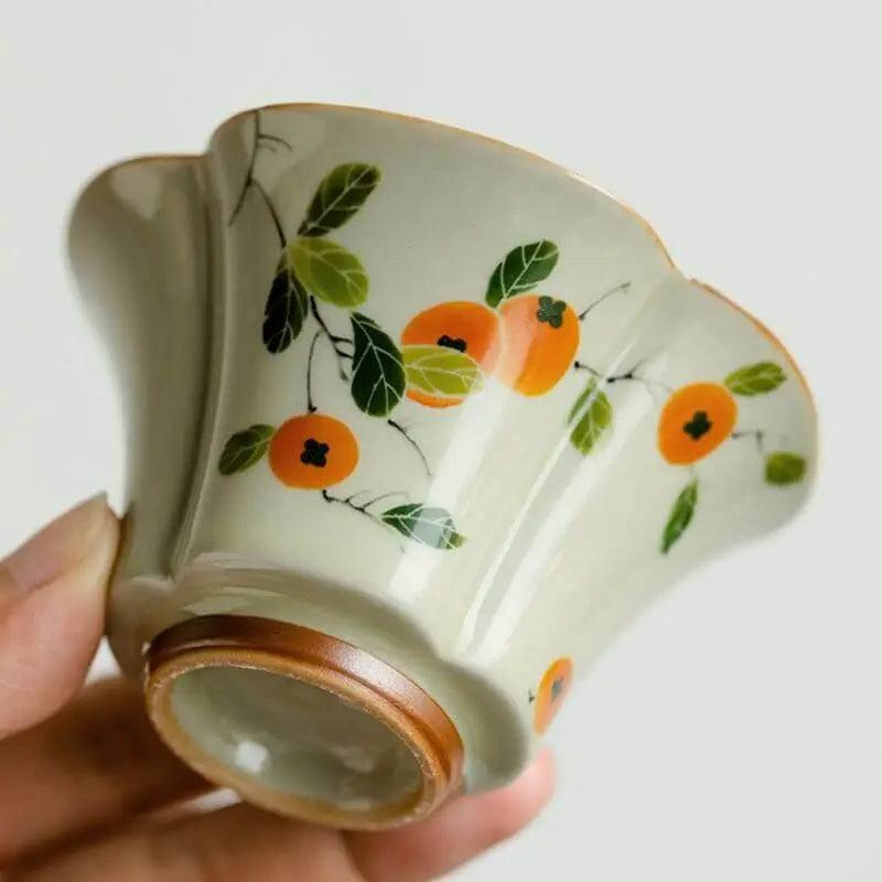 Hand-Painted Persimmon Flared Rim Cup 60ml