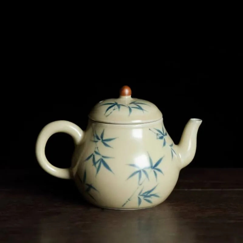 Hand-Painted Green Bamboo Pear-Shaped Teapot 170ml