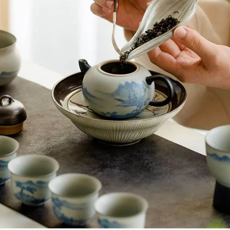 Hand-Painted Landscape Matte Glaze Tea Pot 150ml