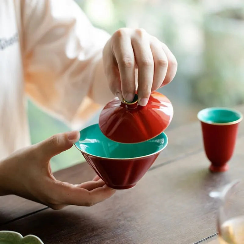 Forbidden City Red Calabash Lidded Bowl 110ml