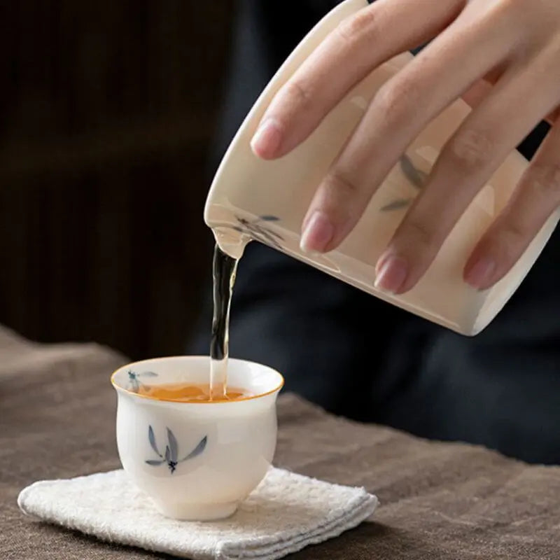 White Hand-Painted Orchid Tea Cup 50ml