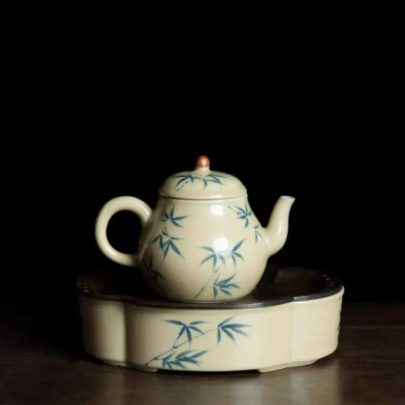 Hand-Painted Green Bamboo Pear-Shaped Teapot 170ml