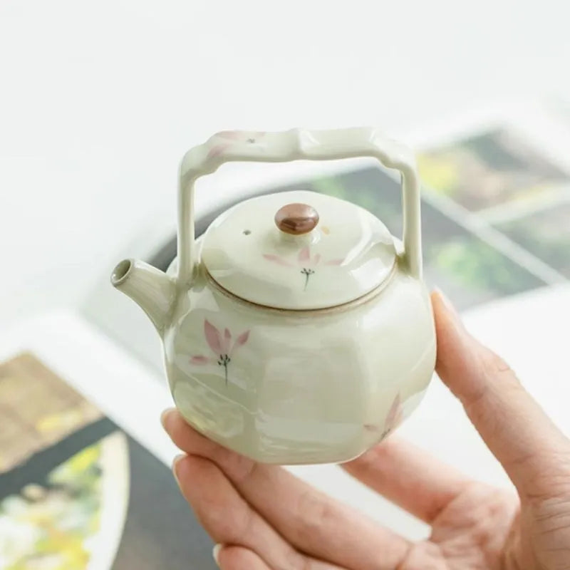 Hand-Painted Pink Orchid Octagonal Teapot 125ml