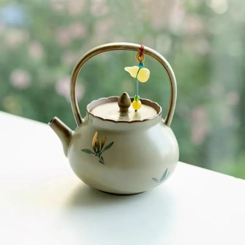 Hand-Painted Butterfly Orchid - Arashi Wind Handled Pot 125ml