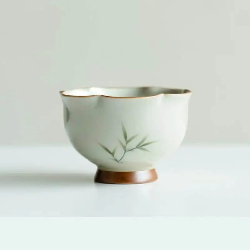 Hand-Painted Slender Bamboo Tall-Stem Tea Cup 40ml