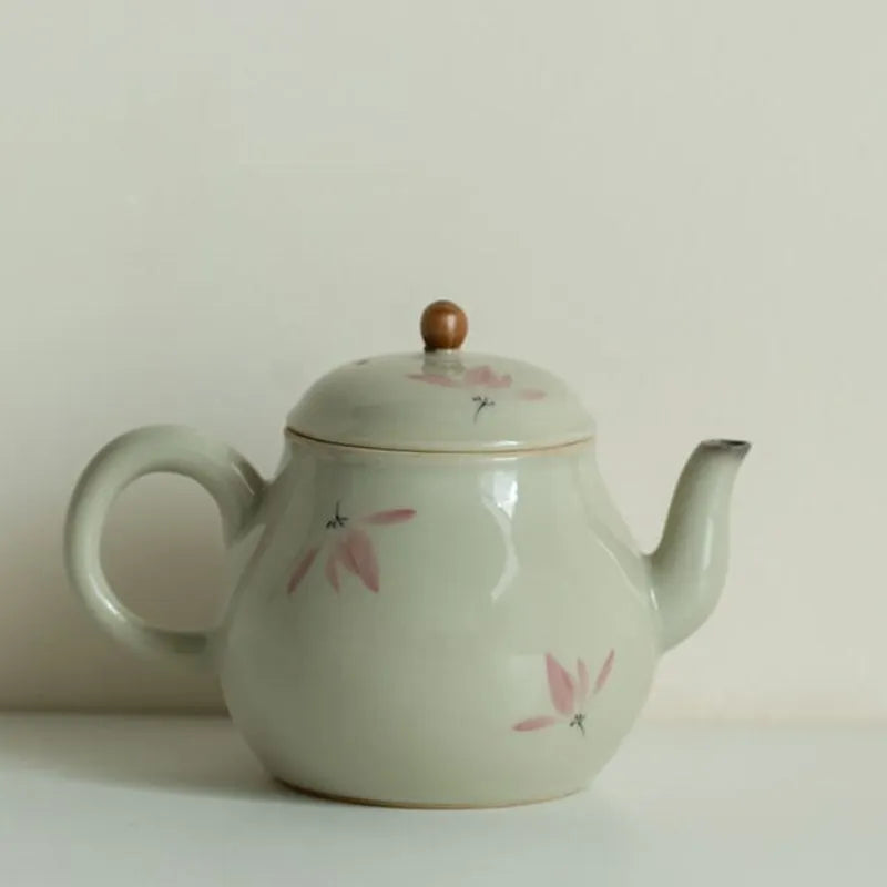 Hand-Painted Pink Orchid Pear-Shaped Teapot 170ml