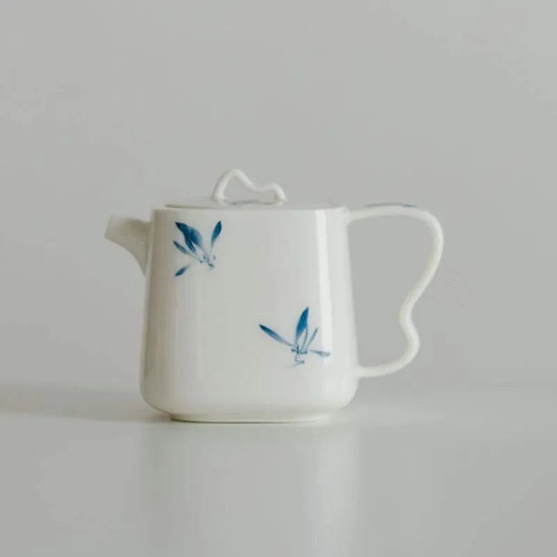 Hand-Painted Butterfly Orchid Square Teapot 140ml