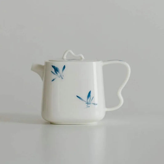 Hand-Painted Butterfly Orchid Square Teapot 140ml