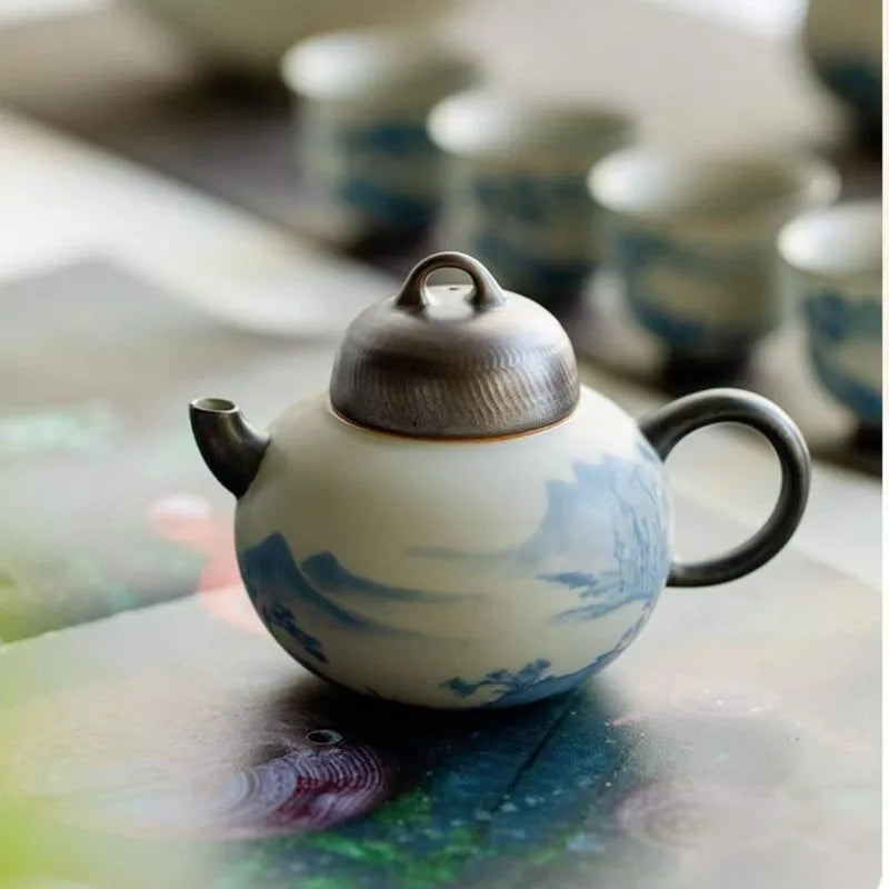 Hand-Painted Landscape Matte Glaze Tea Pot 150ml