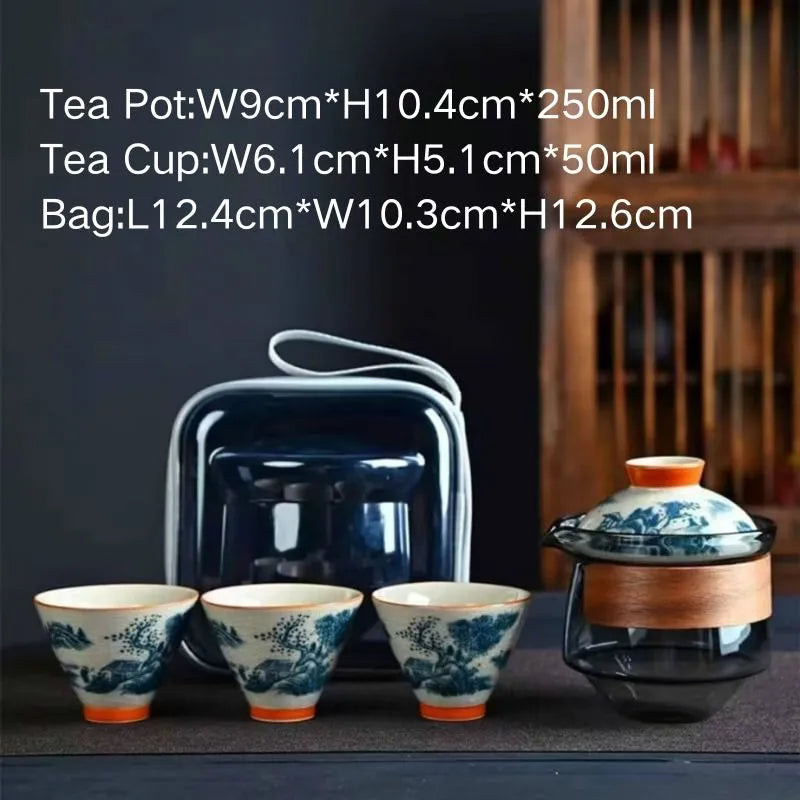 Hand-painted Travel Tea Set