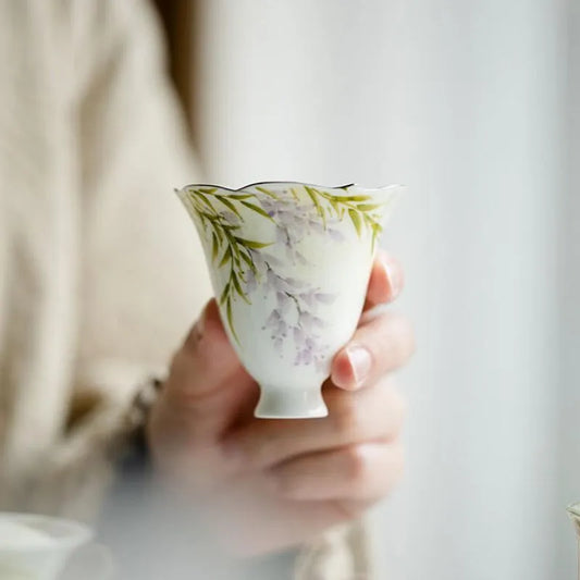 Hand-Painted Wisteria Flower Tea Cup 55ml