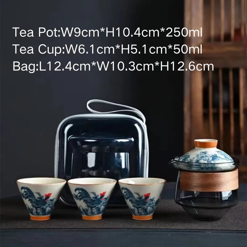 Hand-painted Travel Tea Set