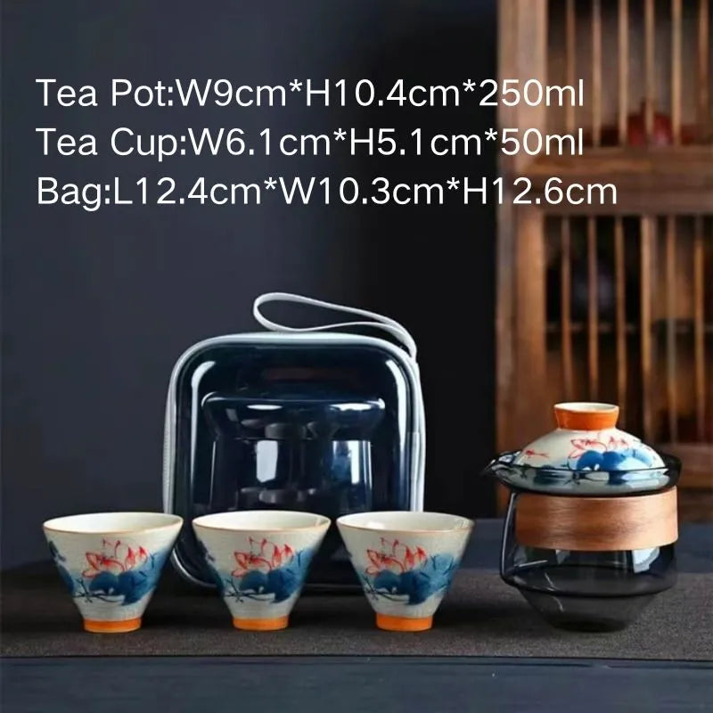 Hand-painted Travel Tea Set